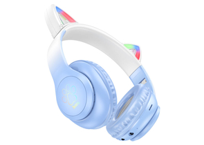 Наушники беспроводные Hoco W42 Cat Ears, Crystal Blue Наушники беспроводные Hoco W42 Cat Ears, Crystal Blue