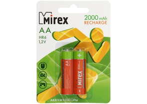 Аккумулятор Mirex, AA, 1.2V, 2000 mAh (2 шт. в упаковке)