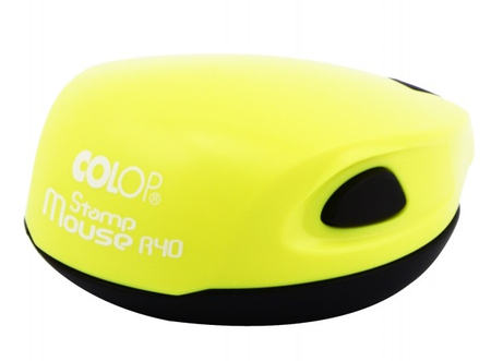 Полуавтоматическая оснастка Colop Stamp Mouse R40, для клише печати ø40 мм, корпус неон желтый