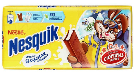 Шоколад Nesquik, 100 г, молочный с молочной начинкой и кальцием