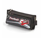 Пенал трехкамерный мягкий «Юнландия», 200×70×90 мм, «Футбол», черный