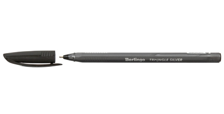Ручка шариковая Berlingo Triangle Silver, корпус серебристый, стержень черный
