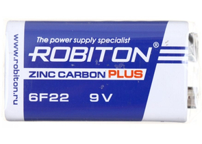 Батарейка солевая Robiton Zinc Carbon, 9V, 6F22, тип «Крона»