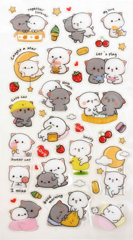 Наклейки гелевые Meshu, 10*23 см, Cute Kittens Наклейки гелевые Meshu, 10*23 см, Cute Kittens