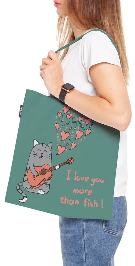 Сумка-шоппер Joy Textile (ткань под лен), 35*37*7 см, «Влюбленный кот-гитарист» Сумка-шоппер Joy Textile (ткань под лен), 35*37*7 см, «Влюбленный кот-гитарист»