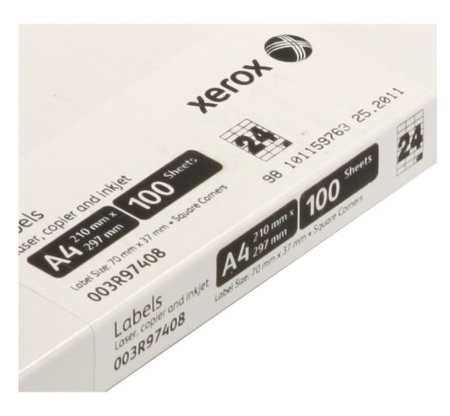 Бумага самоклеящаяся для изготовления этикеток Xerox, А4, 24 шт., 70*37,12 мм, 100 л.
