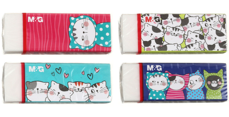 Ластик M&G So Many Cats, 52*23*12 мм, белый, упаковка - ассорти