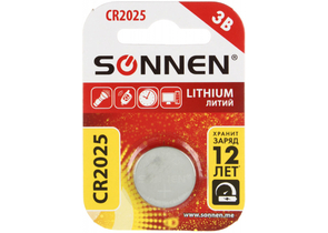 Батарейка литиевая дисковая Sonnen Lithium, CR2025, 3V