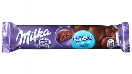 Шоколад Milka, 28 г, Milka Bubbles, молочный пористый