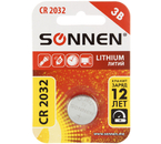 Батарейка литиевая дисковая Sonnen Lithium, CR2032, 3V Батарейка литиевая дисковая Sonnen Lithium, CR2032, 3V