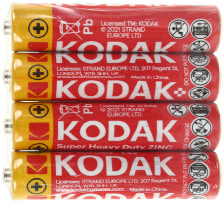 Батарейки солевые Kodak Super Heavy Duty Zinc, АAА, R03, 1.5V, 4 шт. Батарейки солевые Kodak Super Heavy Duty Zinc, АAА, R03, 1.5V, 4 шт.