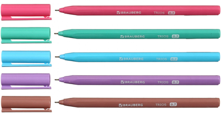 Ручка шариковая одноразовая масляная Brauberg Trios, корпус ассорти, стержень синий Ручка шариковая одноразовая масляная Brauberg Trios, корпус ассорти, стержень синий