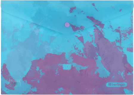 Папка-конверт пластиковая на кнопке Berlingo Haze А4+, толщина пластика 0,18 мм, голубая/сиреневая