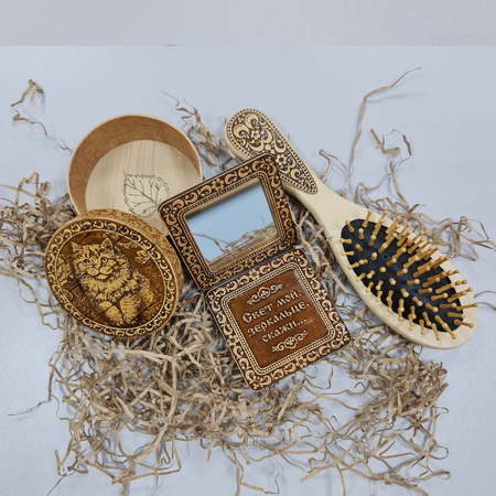 Подарочный набор для женщин из бересты «Кошка», 3 предмета Подарочный набор для женщин из бересты «Кошка», 3 предмета