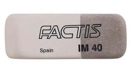Ластик Factis IM 40, 52*19,5*7,8 мм, белый с серым (цена за 1 шт.) Ластик Factis IM 40, 52*19,5*7,8 мм, белый с серым (цена за 1 шт.)