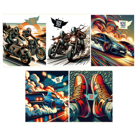 Тетрадь общая А5, 48 л. на скобе BG «Свои крылья», 162*203 мм, клетка, ассорти