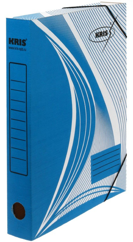 Папка архивная из картона на резинке Kris, А4 (315*230 мм), корешок 45 мм, синяя