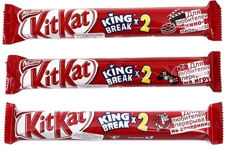 Батончик шоколадный KitKat, 58 г, с хрустящей вафлей (дизайн упаковки - ассорти (цена за 1 шт.)