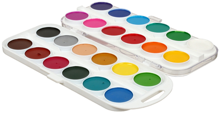 Акварель медовая полусухая «Мультики», 24 цвета, в пластиковой коробке, без кисти