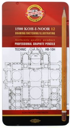 Набор карандашей чернографитных Koh-i-Noor, 12 шт., Technic (ТМ-10Т)