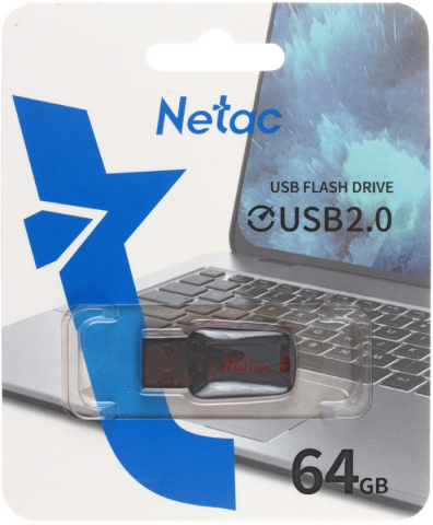 Флеш-накопитель Netac U197 (2.0), 64 Gb, корпус черный