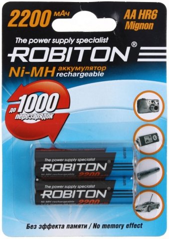 Аккумулятор Robiton AА, HR6, 1.2V, 2200 mAh (2 шт. в упаковке)