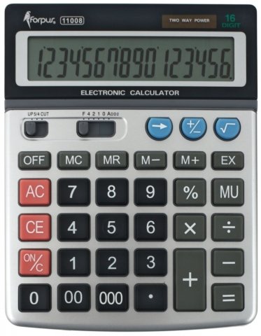 Калькулятор 16-разрядный Forpus FO-11008, серый с черным