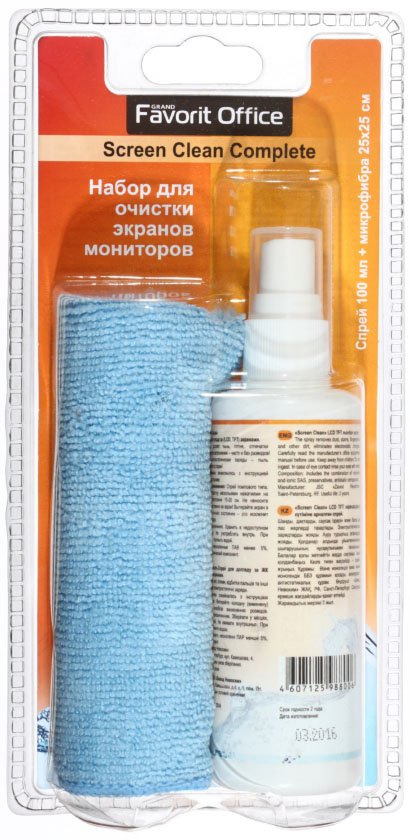 Комплект для очистки экранов и мониторов Favorit Office, 100 мл, Screen Clean + салфетка Комплект для очистки экранов и мониторов Favorit Office, 100 мл, Screen Clean + салфетка