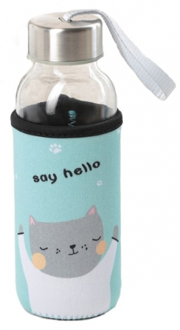 Бутылка стеклянная в чехле Sima-Land, 300 мл, «Милые животные», ассорти