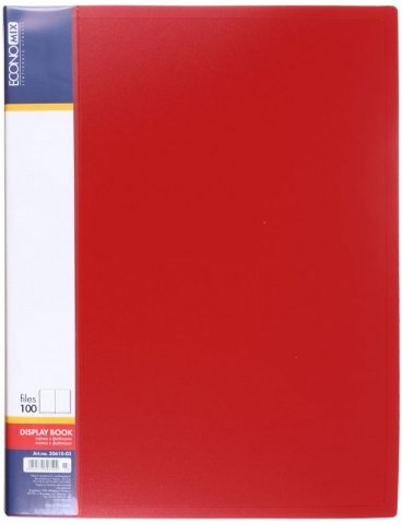Папка пластиковая на 100 файлов Economix, толщина пластика 0,8 мм, красная, в футляре
