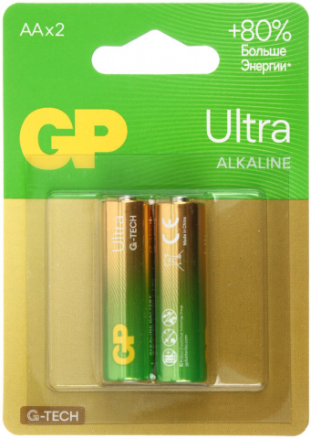 Батарейки щелочные GP Ultra G-Tech, AA, LR6, 1.5V, 2 шт. Батарейки щелочные GP Ultra G-Tech, AA, LR6, 1.5V, 2 шт.