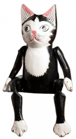 Сувенир деревянный «Кошка. Висячие лапки» 4,5×9×25 см, черно-белый