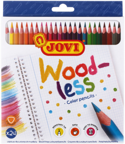 Карандаши цветные Jovi Wood-Less, 24 цвета, длина 175 мм Карандаши цветные Jovi Wood-Less, 24 цвета, длина 175 мм