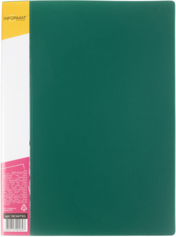 Папка-скоросшиватель пластиковая с пружиной inФормат, толщина пластика 0,7 мм, зеленая
