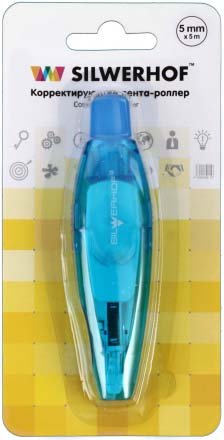 Корректирующий роллер Silwerhof , размер ленты 5 мм*5 м, корпус роллера - ассорти Корректирующий роллер Silwerhof , размер ленты 5 мм*5 м, корпус роллера - ассорти