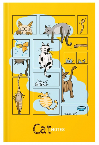 Книжка записная «Жизнь кота», 145*205 мм, 64 л., клетка