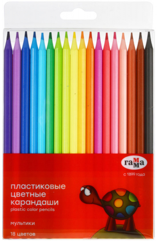 Карандаши цветные «Мультики» 18 цветов, длина 175 мм