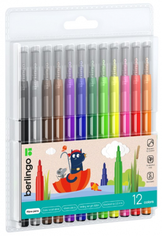 Фломастеры Berlingo «Жил-был кот», 12 цветов, толщина линии 1-2 мм, вентилируемый колпачок