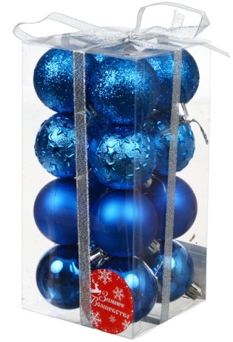 Набор шаров новогодних «Звездная ночь» (пластик), диаметр 5 см, 16 шт., синие