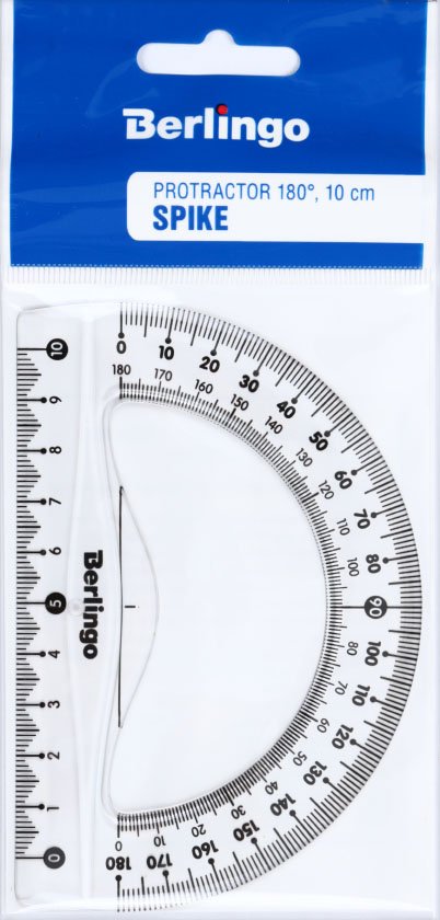 Транспортир Berlingo, 10 см, 180°, прозрачный Транспортир Berlingo, 10 см, 180°, прозрачный