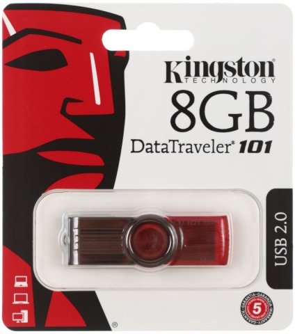 Флэш-накопитель Kingston DataTraveler 101 G2, 8 Gb, корпус красный