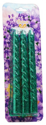 Набор свечей витых Sima-Land 3 шт., 1,5×15 см, зеленые