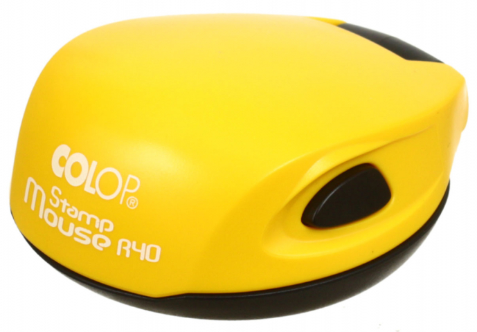 Полуавтоматическая оснастка Colop Stamp Mouse для клише печати ø40 мм, корпус цвета кари-желтый