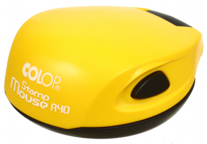 Полуавтоматическая оснастка Colop Stamp Mouse R40 для клише печати ø40 мм, корпус цвета кари-желтый Полуавтоматическая оснастка Colop Stamp Mouse R40 для клише печати ø40 мм, корпус цвета кари-желтый