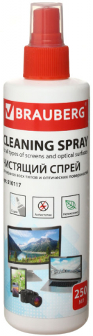 Спрей для очистки экранов всех типов и оптики Brauberg Cleaning Spray, 250 мл