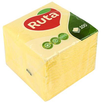Салфетки сервировочные Ruta, 24*24 см, 100 шт., желтые Салфетки сервировочные Ruta, 24*24 см, 100 шт., желтые