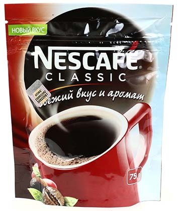 Кофе растворимый Nescafe Classic, 75 г, в пакете