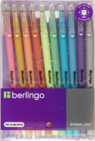 Набор ручек гелевых Berlingo Brilliant Glitter, 10 шт., 10 цв. (линия письма 1 мм) Набор ручек гелевых Berlingo Brilliant Glitter, 10 шт., 10 цв. (линия письма 1 мм)