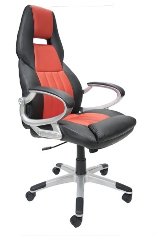 Кресло офисное Calviano Carrera NF-6623 для руководителя, экокожа — черный + красный Кресло офисное Calviano Carrera NF-6623 для руководителя, экокожа — черный + красный
