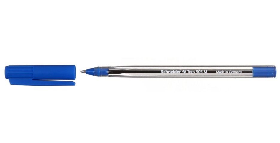 Ручка шариковая одноразовая Schneider Tops 505 M корпус прозрачный, стержень синий